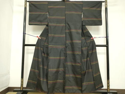 平和屋着物■本場大島紬　横段文　正絹　逸品　DABB8686cd