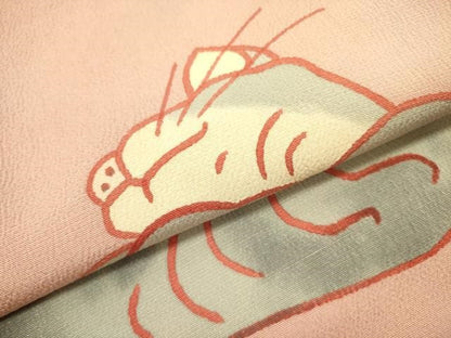 平和屋着物●九寸名古屋帯 作家物 猫 ネコ 鬼しぼ縮緬 正絹 逸品 DABB7112op