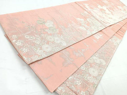 平和屋着物◎両面 六通柄袋帯 唐織 草花文 金銀糸 正絹 逸品 CABC1791nb