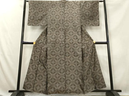平和屋着物■上質な紬　花菱文　正絹　逸品　AABE9390tn