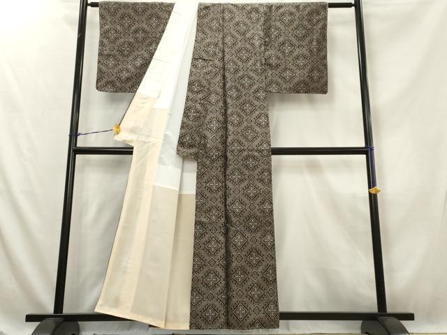 平和屋着物■上質な紬　花菱文　正絹　逸品　AABE9390tn