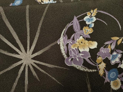 平和屋着物●上質な小紋 麻の葉花丸文 正絹 逸品 AABF4268cs