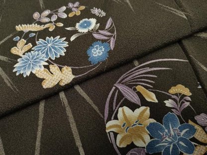 平和屋着物●上質な小紋 麻の葉花丸文 正絹 逸品 AABF4268cs