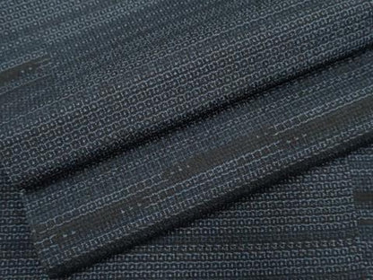 平和屋着物●本塩沢 110亀甲 横段文 正絹 逸品 AABF4265cs