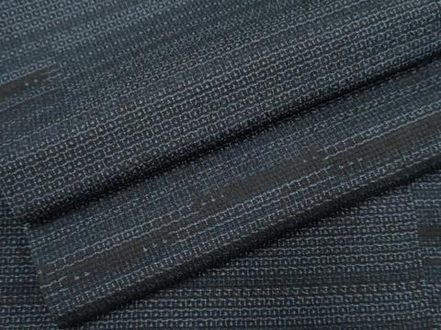平和屋着物●本塩沢 110亀甲 横段文 正絹 逸品 AABF4265cs