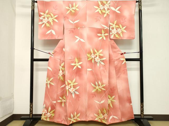 平和屋着物■上質な小紋 草花文 暈し染め 正絹 逸品 DABB8702cd