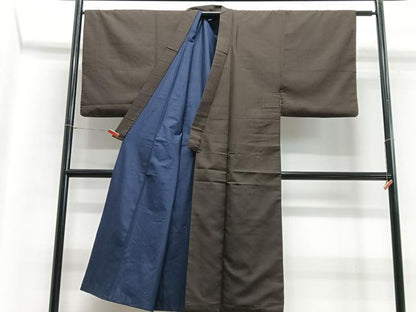 平和屋着物■男性　紬　間道　正絹　逸品　CABB9062xe