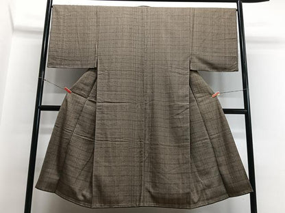平和屋着物■男性　紬　格子　正絹　逸品　CABB9063xe