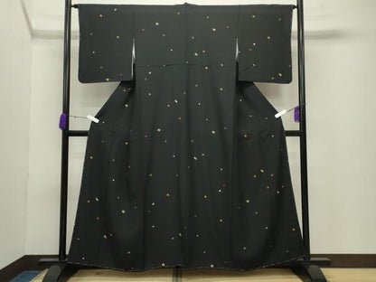 平和屋着物●上質な小紋 源氏香 黒地 正絹 逸品 未使用 CABB0275gh