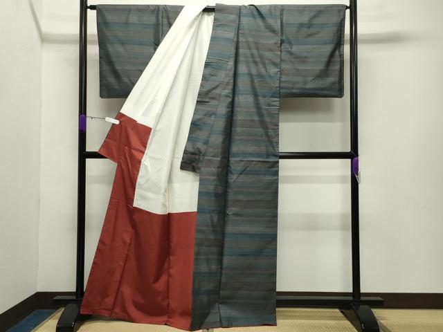 平和屋着物●本場大島紬 9マルキ 横段文 正絹 逸品 CABB0321gh