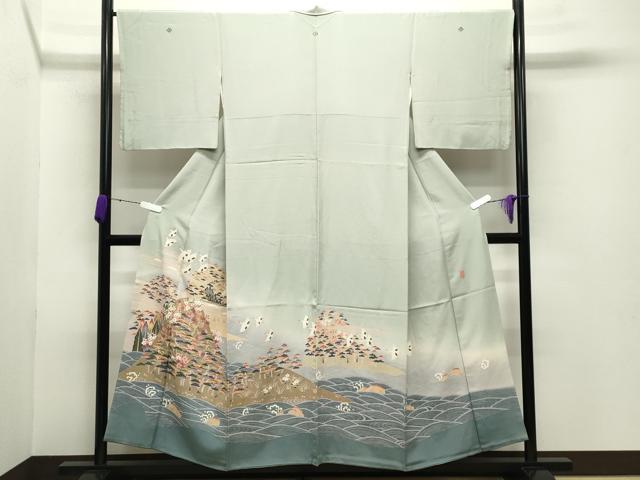 平和屋着物●本加賀友禅作家 松島仁司 色留袖 群鶴松梅文 暈し染め 正絹 逸品 CABB0354gh
