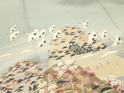 平和屋着物●本加賀友禅作家 松島仁司 色留袖 群鶴松梅文 暈し染め 正絹 逸品 CABB0354gh