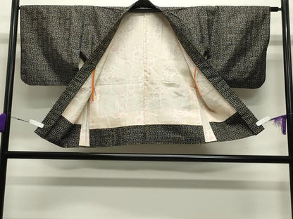 平和屋着物●本場大島紬 龍郷絣 秋名バラ アンサンブル 正絹 逸品 CABB0331gh