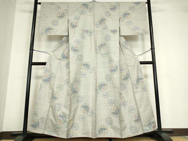 平和屋着物●本場大島紬 白大島 7マルキ 鳳凰花文 総絣 正絹 逸品 未使用 DABA4565az