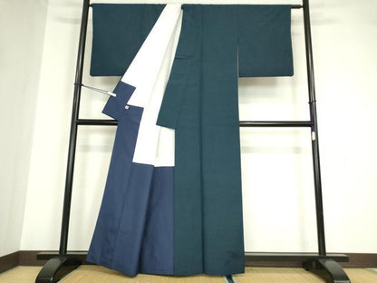 平和屋着物●上質な紬 色無地 留紺色 正絹 逸品 DABA4564az