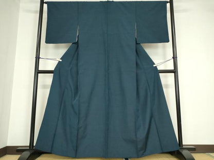 平和屋着物●上質な紬 色無地 留紺色 正絹 逸品 DABA4564az