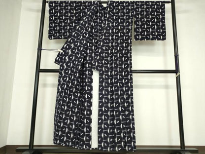 平和屋着物●久留米絣 単衣 綿 変わり格子 逸品 DABA4570az