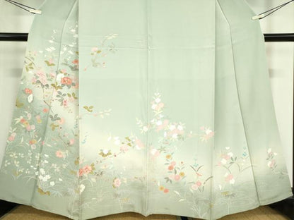 平和屋着物●訪問着 友禅 流水枝花文 暈し染め 正絹 逸品 DABA4563az