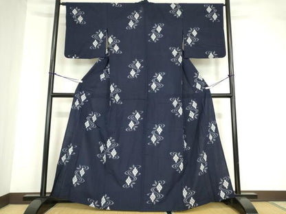 平和屋着物●久留米絣 単衣 綿 流水花文 逸品 DABA4571az
