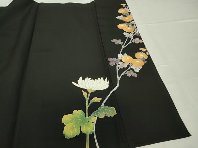 平和屋着物●豪華黒留袖　駒刺繍　菊尽くし　金彩　正絹　逸品　DABG0022az