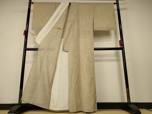 平和屋着物＊夏物 小紋 紗 雪輪文 銀彩 洗える着物 AABF2839jd