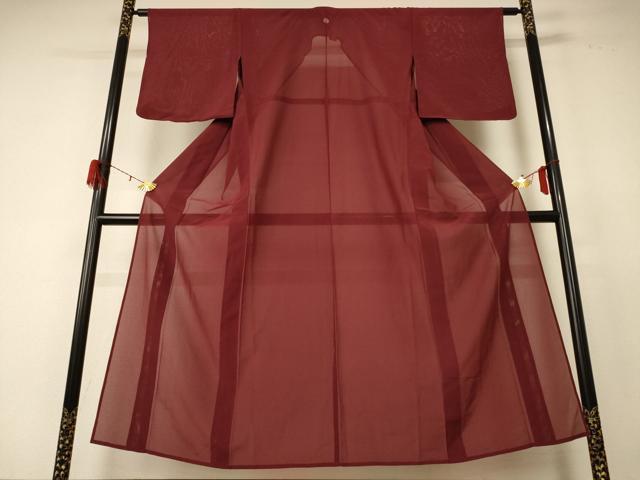 平和屋着物＊夏物 色無地 絽 小豆色 正絹 逸品 AABF5051jd