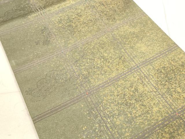 平和屋着物◎六通柄袋帯 格子枝松文 引箔 正絹 逸品 DABB8141xg
