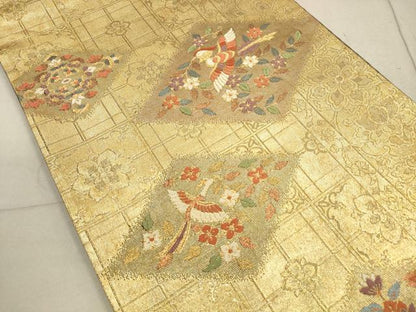 平和屋着物◎佐賀錦 六通柄袋帯 唐織 鳳凰更紗花文 金糸 正絹 逸品 DABB8160xg