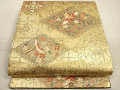 平和屋着物◎佐賀錦 六通柄袋帯 唐織 鳳凰更紗花文 金糸 正絹 逸品 DABB8160xg
