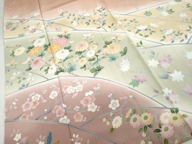 平和屋着物●京友禅作家　外池雅峰　訪問着　草花文　暈し染め　正絹　逸品　DABB0496ud