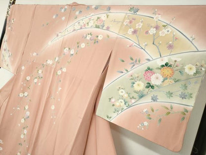 平和屋着物●京友禅作家　外池雅峰　訪問着　草花文　暈し染め　正絹　逸品　DABB0496ud