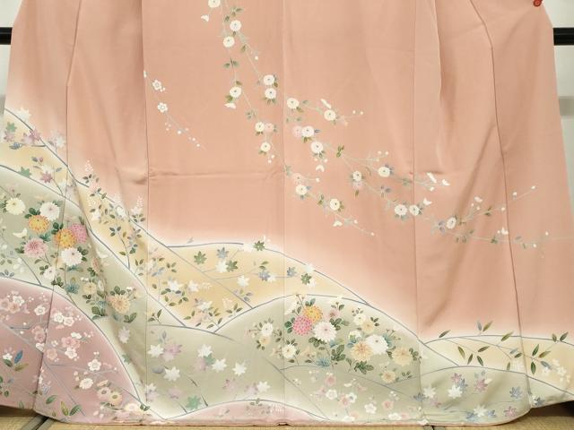 平和屋着物●京友禅作家　外池雅峰　訪問着　草花文　暈し染め　正絹　逸品　DABB0496ud