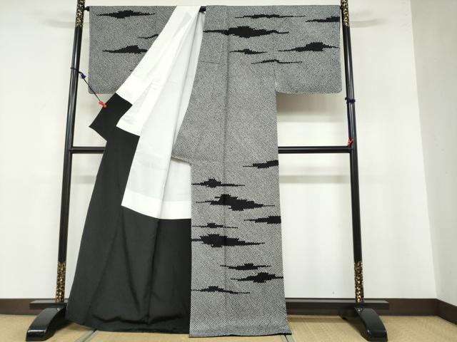 平和屋着物●訪問着 総絞り 草花霞文 黒地 正絹 逸品 DABB0522ud