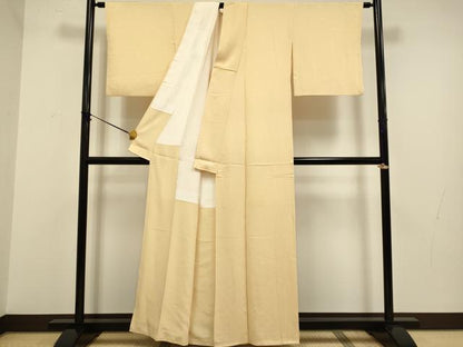 平和屋着物●上質な色無地 花尽くし地紋 蜂蜜色 正絹 逸品 DABA8969du