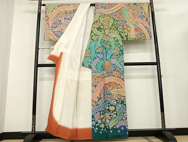 平和屋着物●訪問着 作家物 絞り 辻が花 暈し染め 正絹 逸品 AABF0679fy
