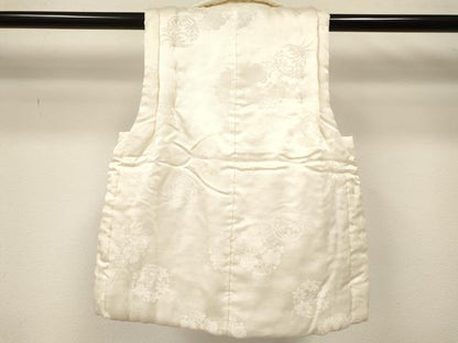 平和屋着物[]七五三　子供　女の子　被布　花丸地紋　生成り色　逸品　DABA3798ma