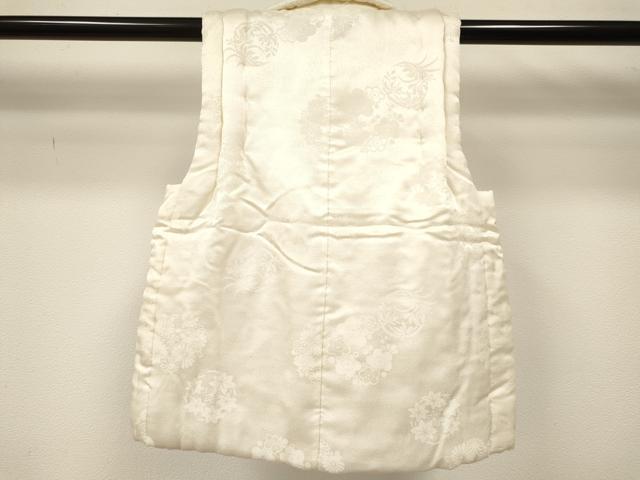 平和屋着物[]七五三　子供　女の子　被布　花丸地紋　生成り色　逸品　DABA3798ma