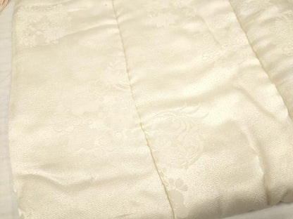 平和屋着物[]七五三　子供　女の子　被布　花丸地紋　生成り色　逸品　DABA3798ma