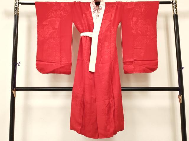 平和屋着物[]アンティーク　大正ロマン　七五三　女の子　７歳　祝着　四つ身　長襦袢セット　貝桶飛鶴花文　金銀彩　逸品　DABA3821ma