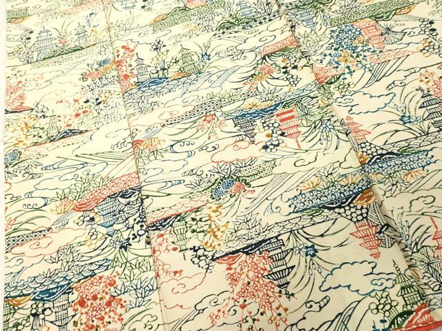 平和屋着物■上質な小紋 型染め 風景文 正絹 逸品 DABB8802cd