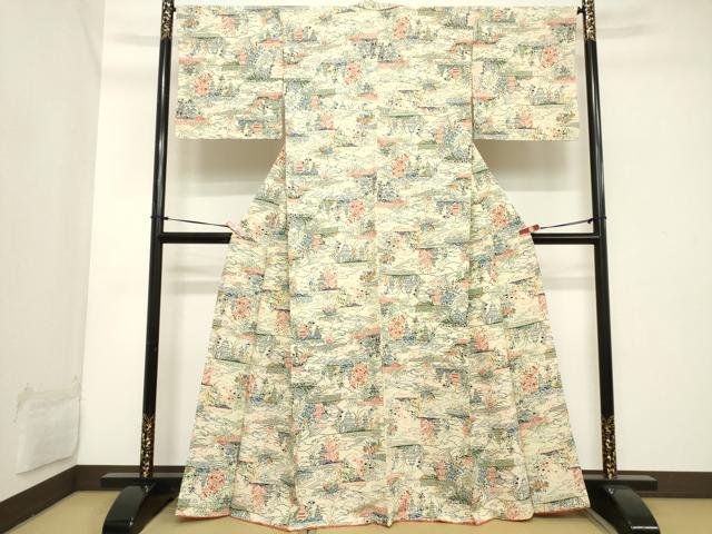 平和屋着物■上質な小紋 型染め 風景文 正絹 逸品 DABB8802cd