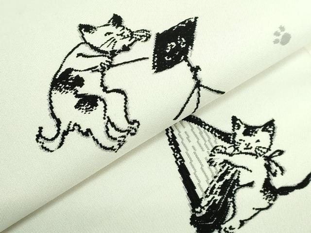 平和屋着物●極上　つけ帯　猫　楽器　逸品　DZAB4258kh6