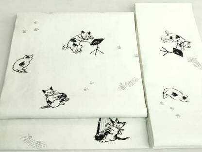 平和屋着物●極上　つけ帯　猫　楽器　逸品　DZAB4258kh6