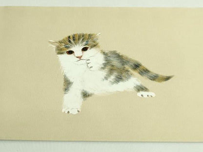 平和屋着物●極上　塩瀬　つけ帯　作家物　手描き　子猫　逸品　DZAB4259kh6