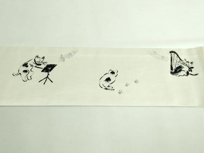 平和屋着物●極上　つけ帯　猫　楽器　逸品　DZAB4258kh6