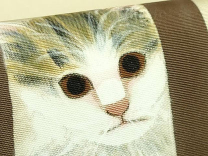 平和屋着物●極上　塩瀬　つけ帯　作家物　手描き　子猫　逸品　DZAB4259kh6