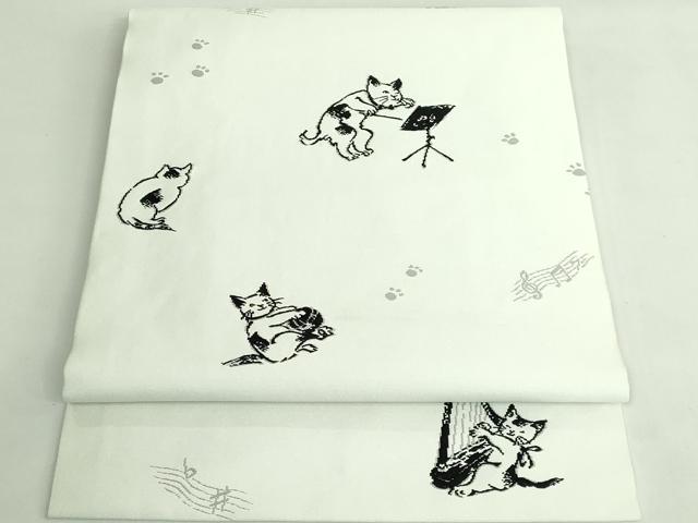 平和屋着物●極上　つけ帯　猫　楽器　逸品　DZAB4258kh6