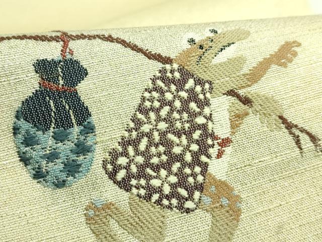 平和屋着物●極上　太鼓柄袋帯　カエル　金糸　鈴乃屋扱い　逸品　DZAB4294kh6