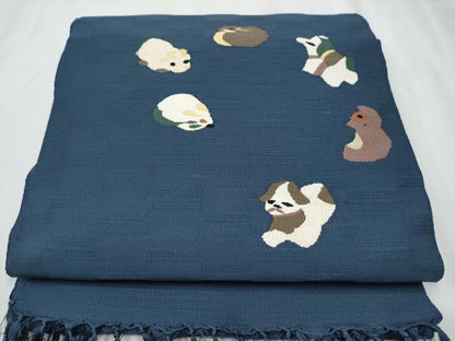 平和屋着物●八寸名古屋帯 すくい織 十二支 正絹 逸品 CABC5258hy