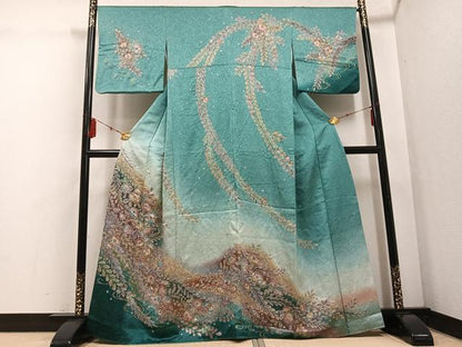 平和屋着物●訪問着 絞り 辻が花 暈し染め 金彩 正絹 逸品 AABF5384ph